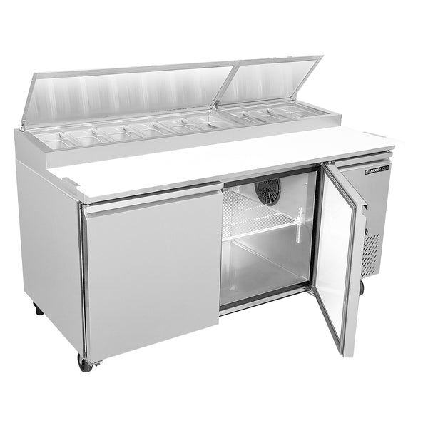 MXSPP70HC Maxx Cold Two-Door Refrigerated Pizza Prep Table, 20.91 cu. ft. Storage Capacity, in Stainless Steel