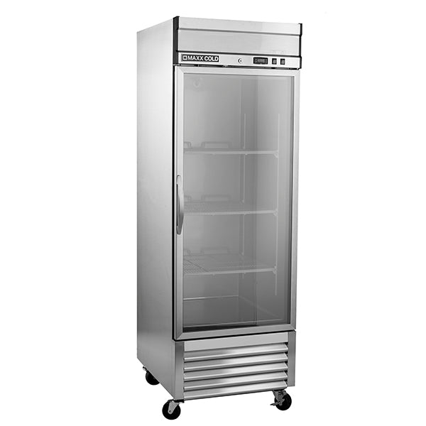 MXSR-23GDHC Maxx Cold Single Glass Door Reach-In Refrigerator, Bottom Mount, 23 cu. ft., in Stainless Steel