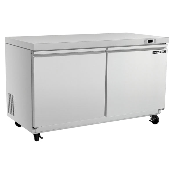 MXSR48UHC Maxx Cold Double Door Undercounter Refrigerator, 11.1 cu. ft. Storage Capacity, in Stainless Steel