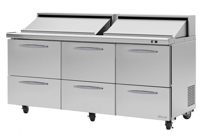 Turbo Air - PST-72-D6-N, Commercial PRO series, Food prep table, Mega top unit-drawers