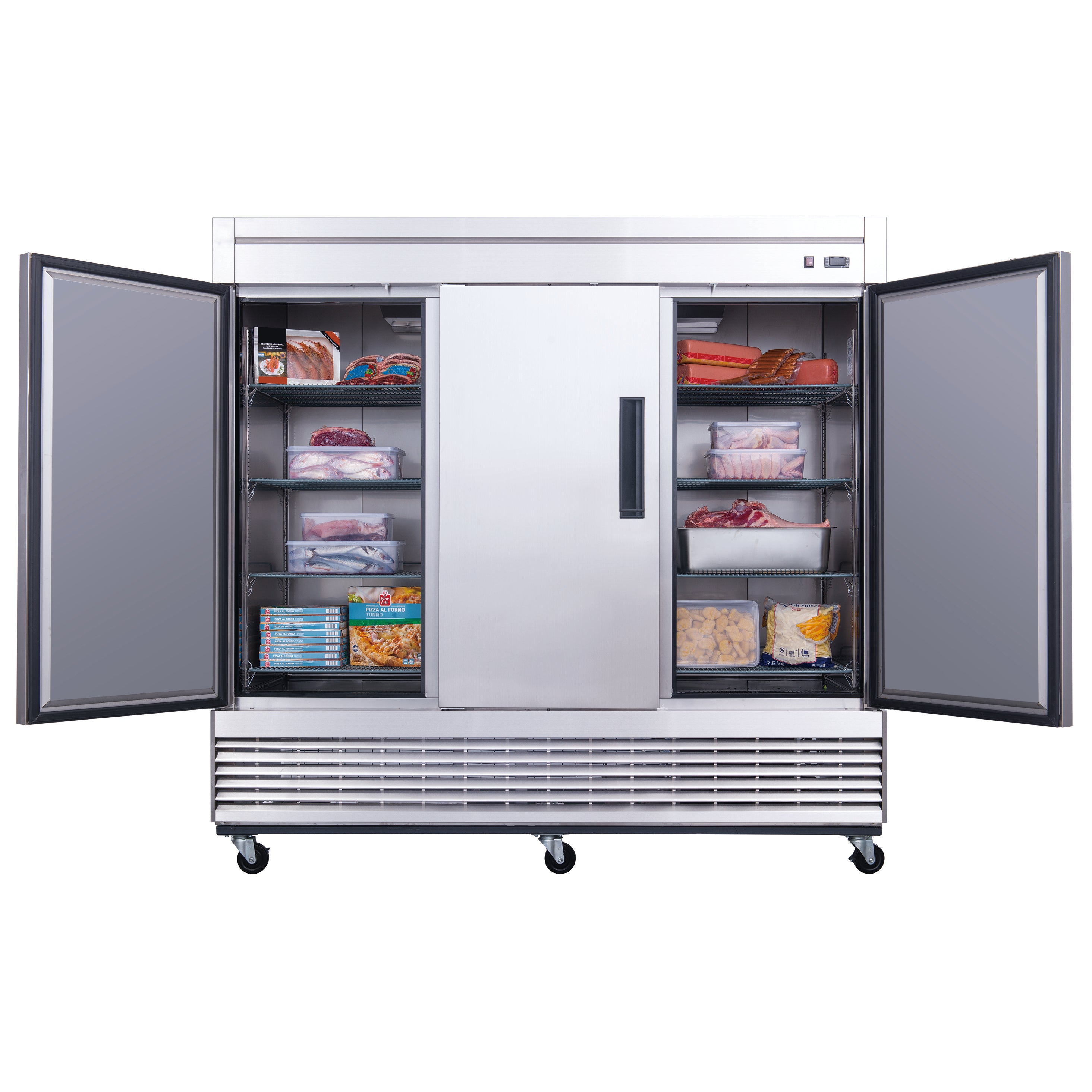 Chef AAA - T83F, Commercial 83" Reach-In Freezer 3 Solid Door Stainless Steel 64 cu.ft.