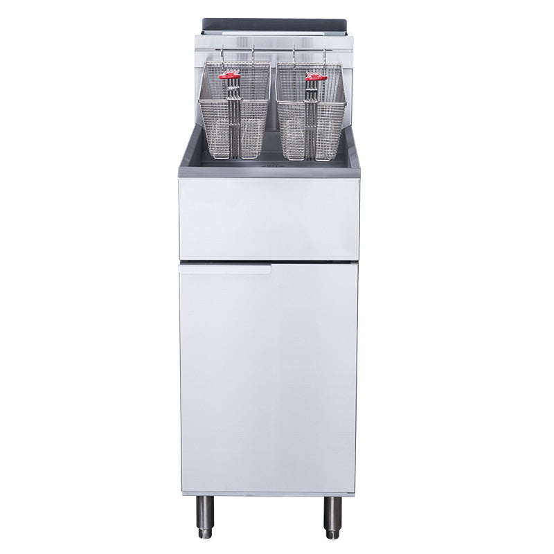 Chef AAA - TCF3-NG Commercial 40lbs Natural Gas Fryer with 3 Tube Burners