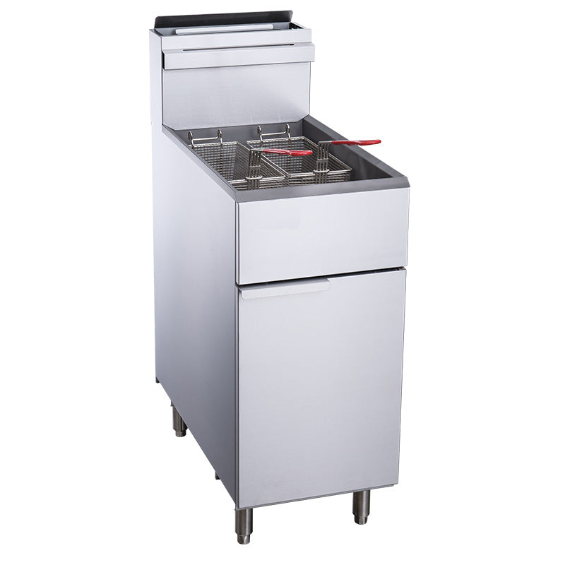 Chef AAA - TCF3-NG, Commercial 40lbs Natural Gas Fryer with 3 Tube Burners