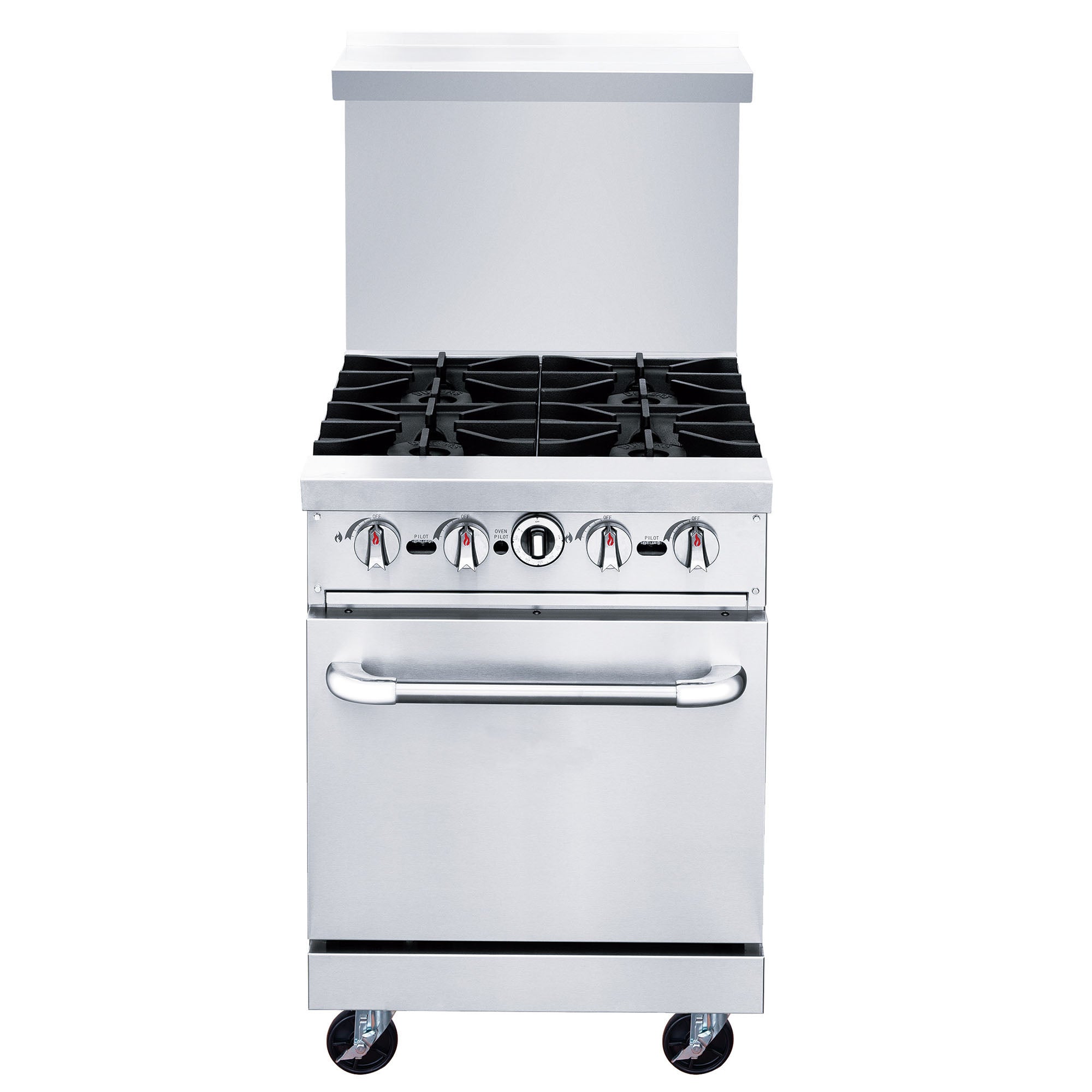 Chef AAA - TCR24-4B, Commercial 24" Oven Range Four Open Burners Natural Gas