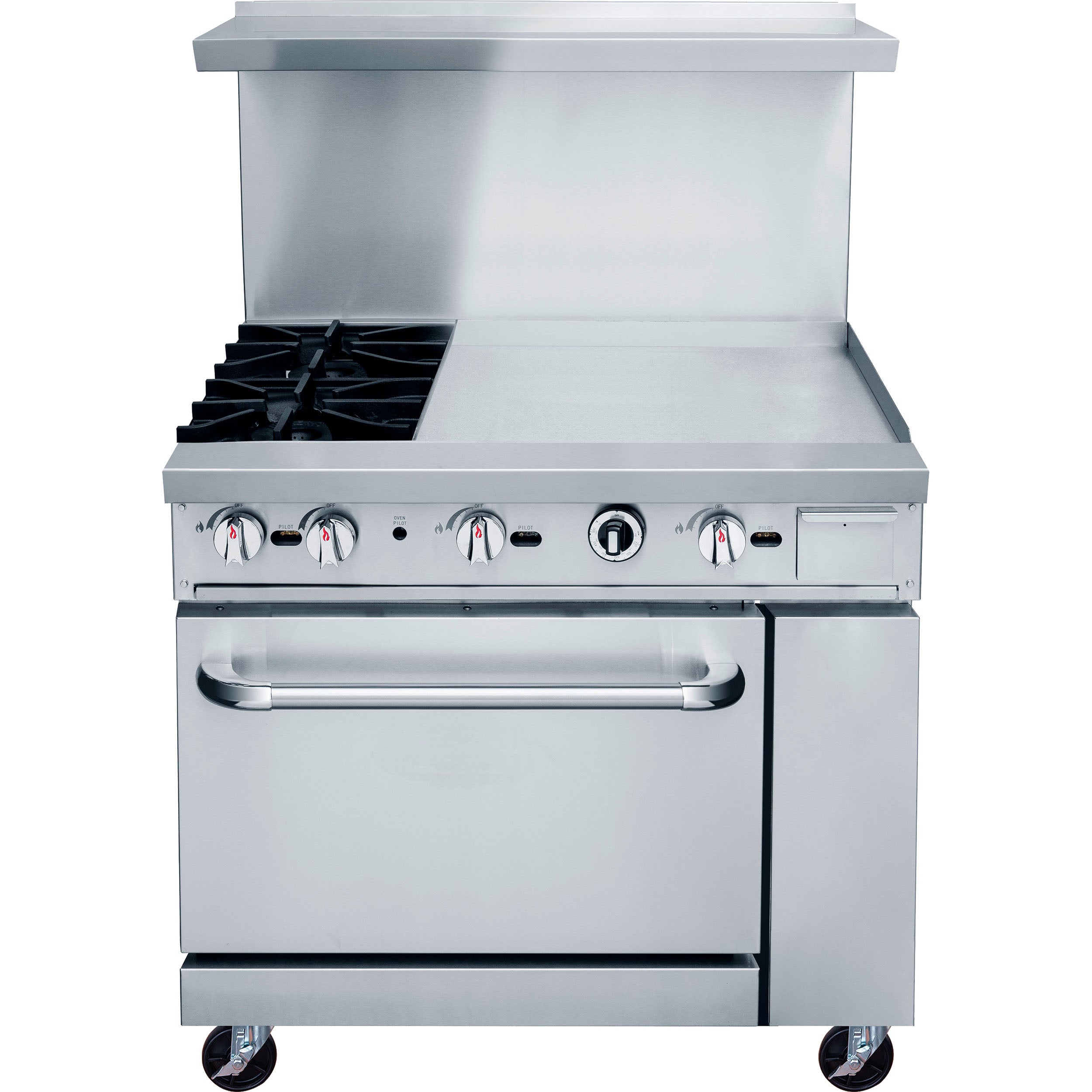 Chef AAA - TCR36-2B24GM Commercial 36" Oven Range Two Open Burners 24" Griddle Natural Gas
