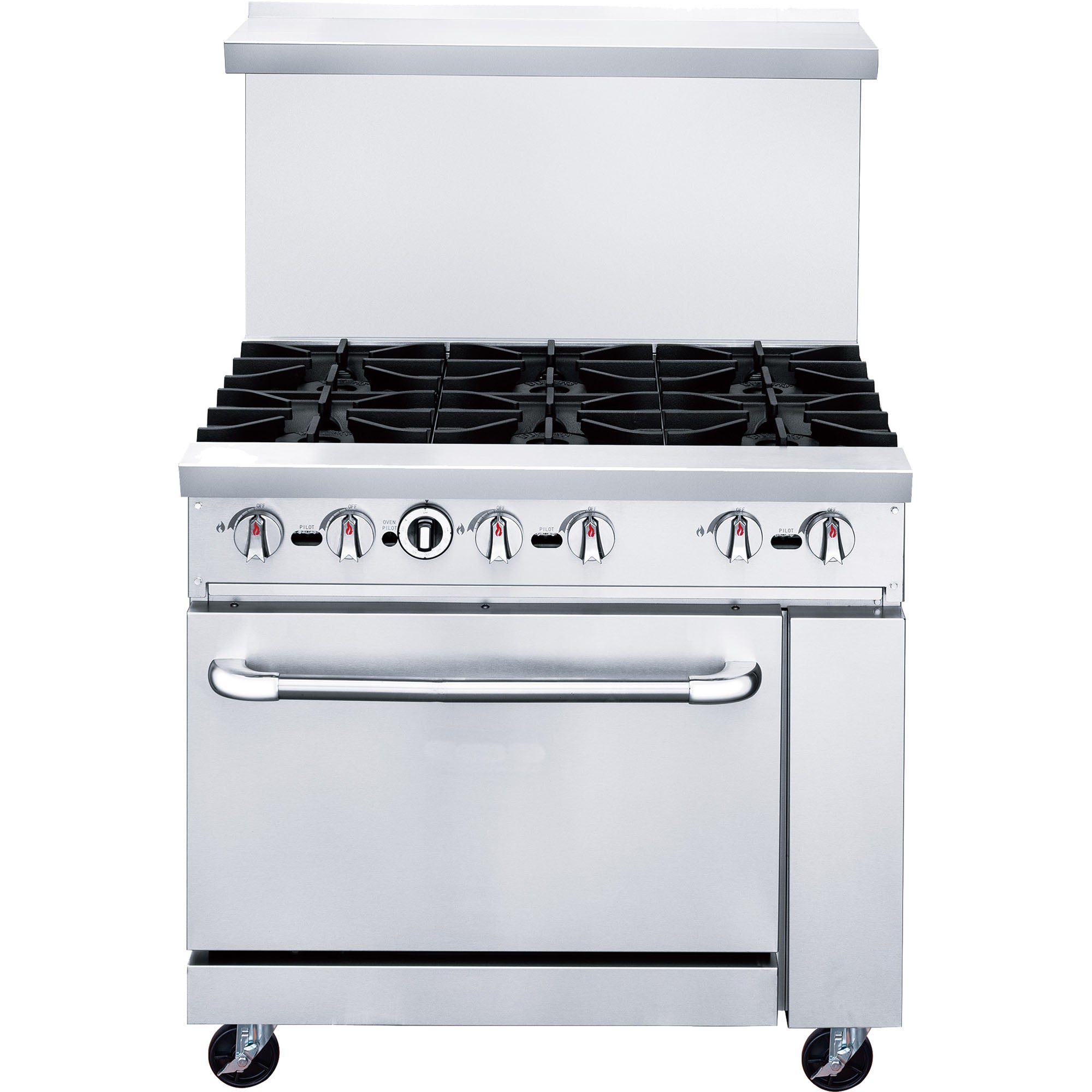 Chef AAA - TCR36-6B-NG, Commercial 36" Oven Range Six Open Burner Natural Gas