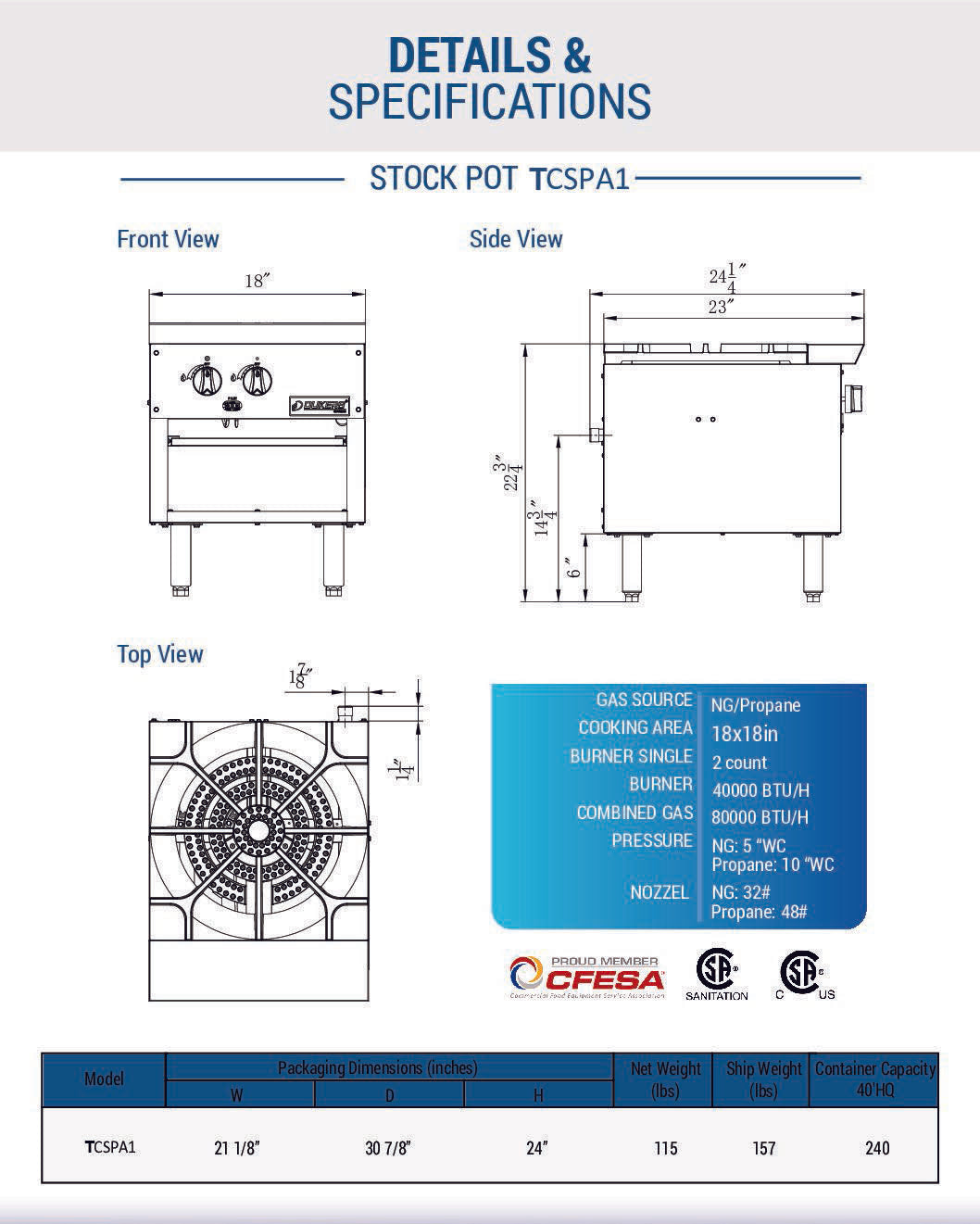 Chef AAA - TCSPA1, Commercial Stock Pot Range