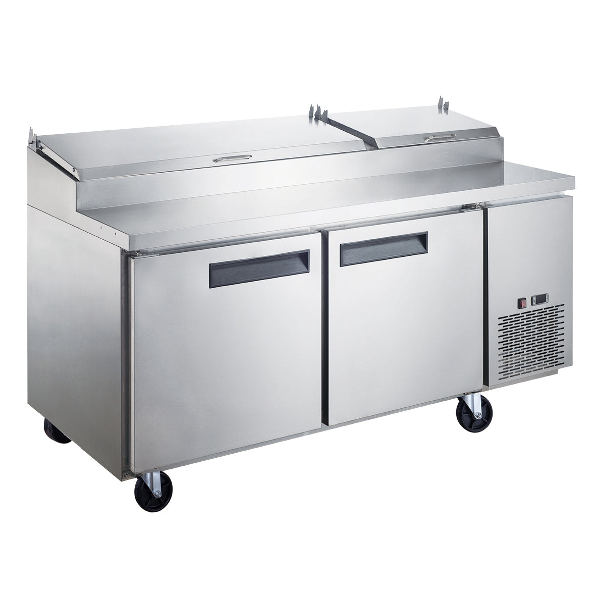 Chef AAA - TPPT-71-HC, Commercial 70" Pizza Prep Table Refrigerator 9 Pans 2 Door Stainless Steel 17.5 cu.ft.