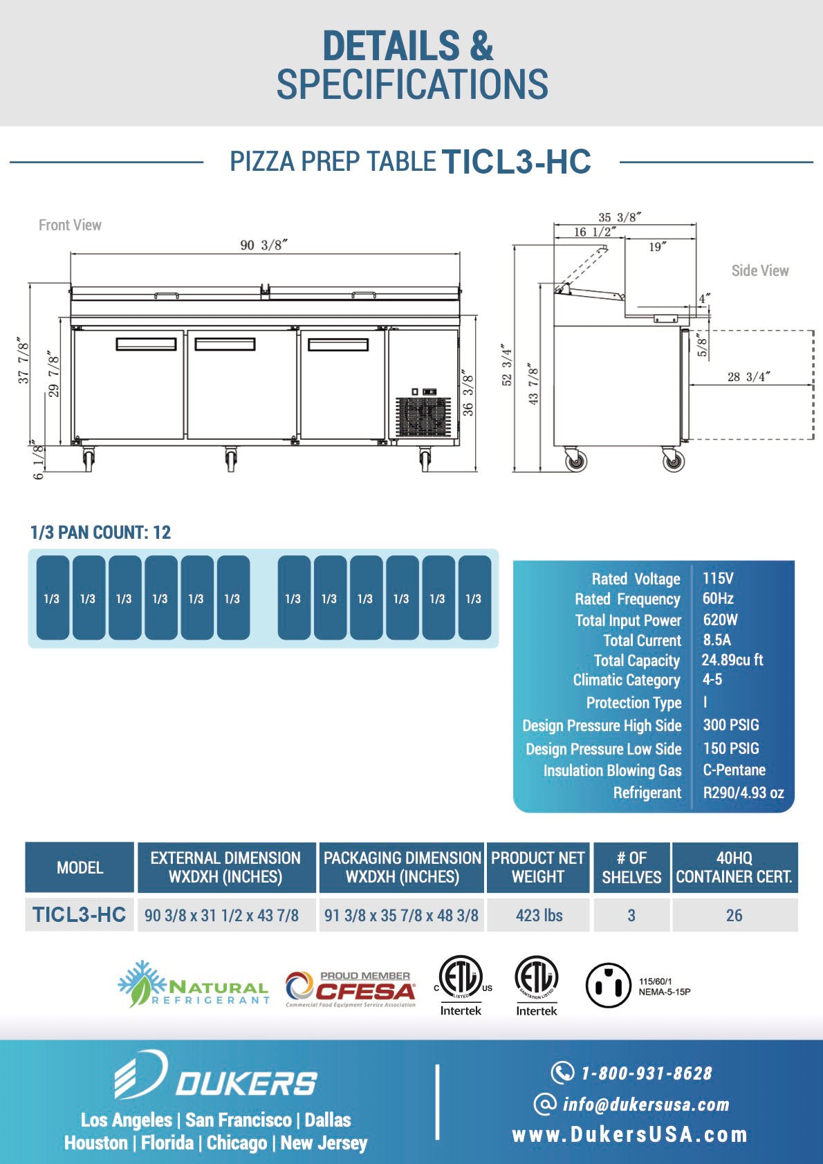 Chef AAA - TICL3-HC, Commercial 90