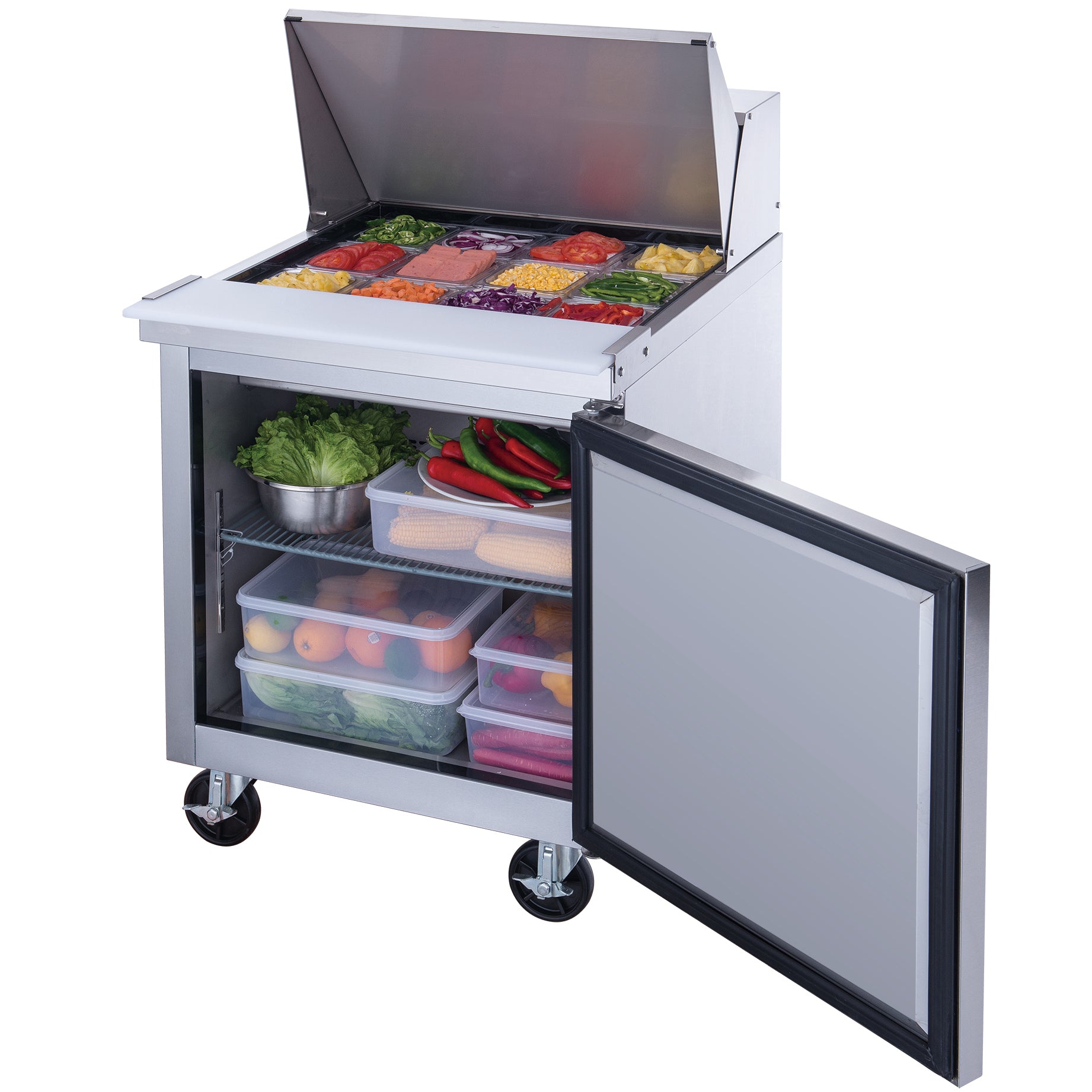 Chef AAA - TSP29M, Commercial 29" 12 Pan Salad Sandwich Food Prep Table Refrigerator Mega Top 6.5cu.ft NSF