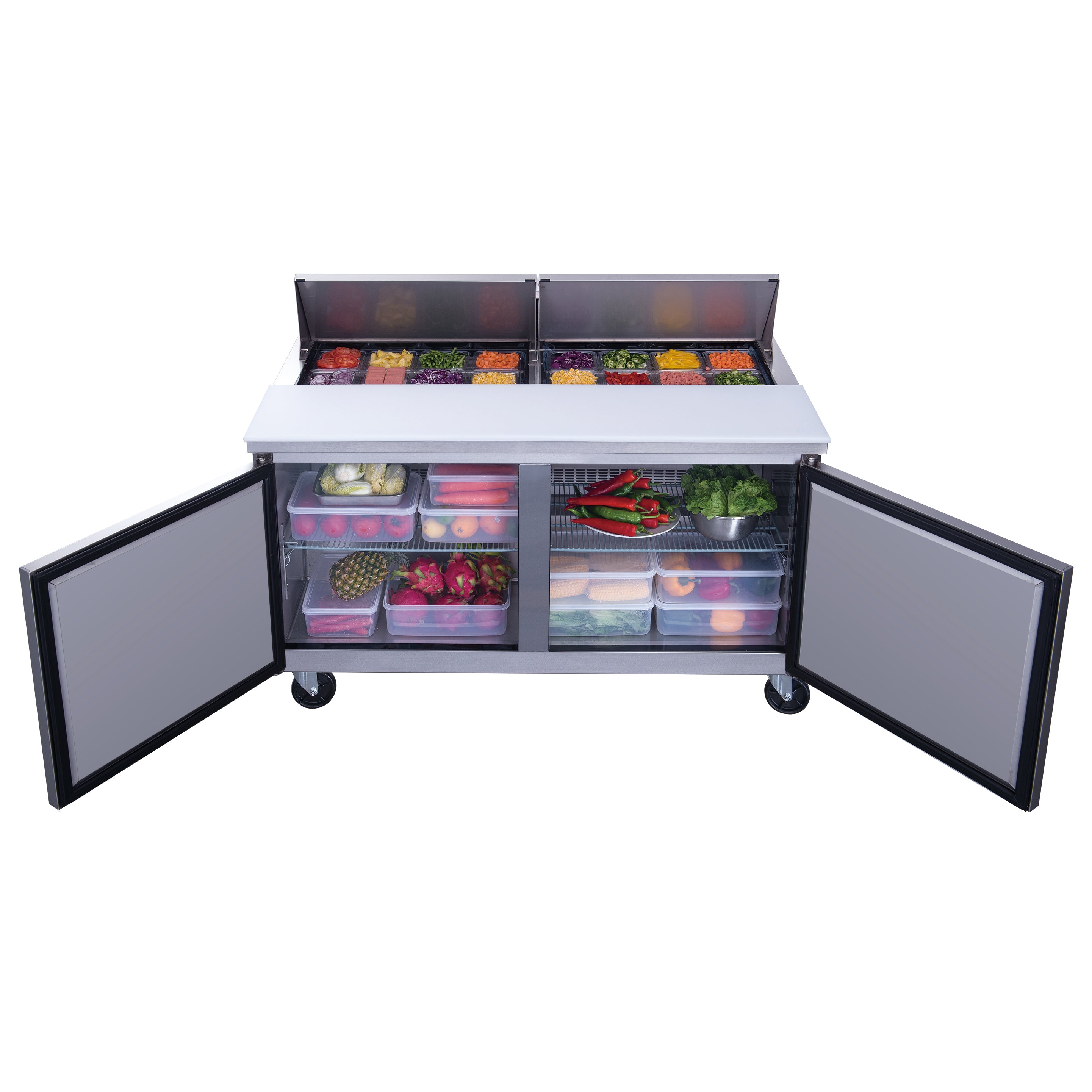 Chef AAA - TSP60, Commercial 60" 16 Pan Salad Sandwich Food Prep Table Refrigerator