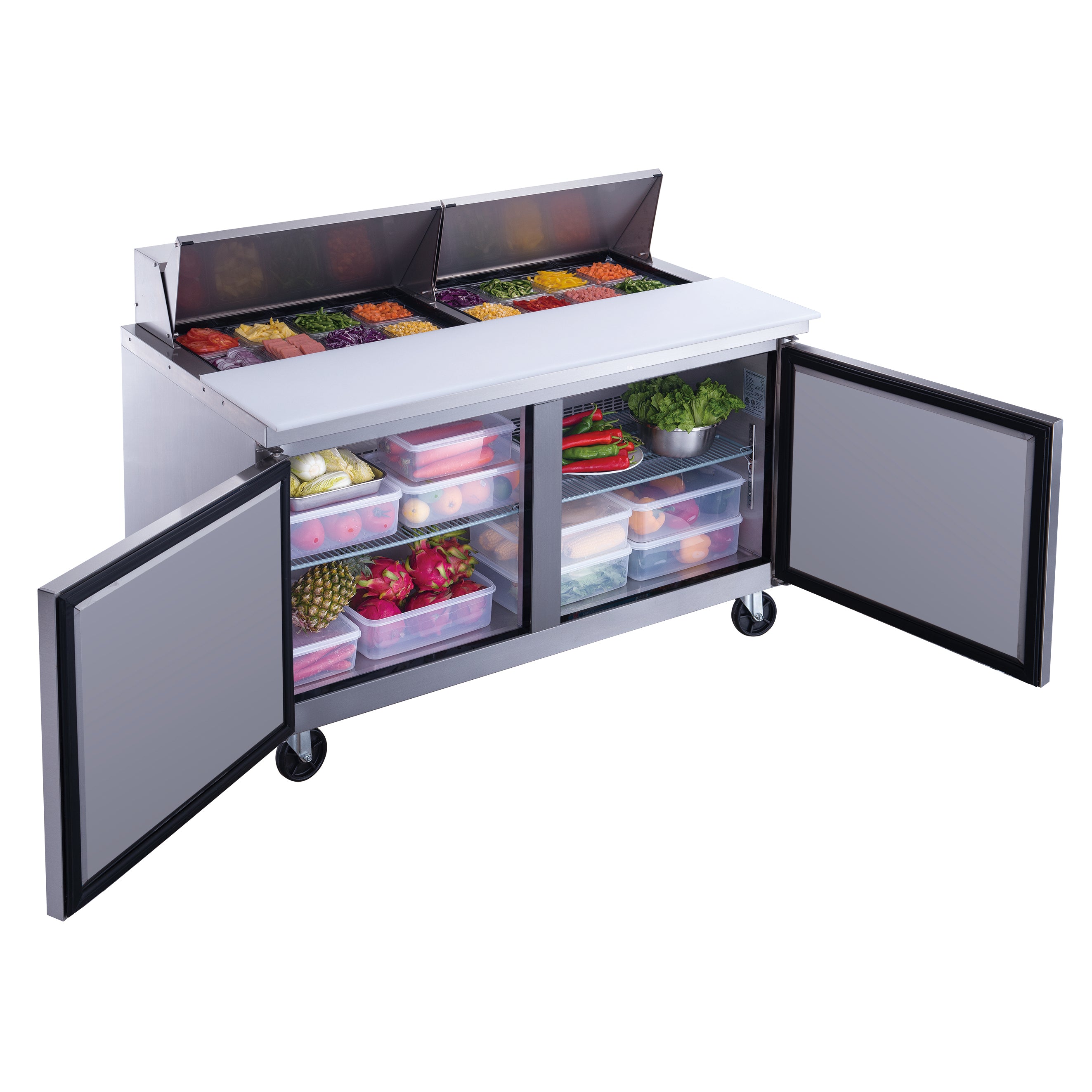 Chef AAA - TSP60, Commercial 60" 16 Pan Salad Sandwich Food Prep Table Refrigerator