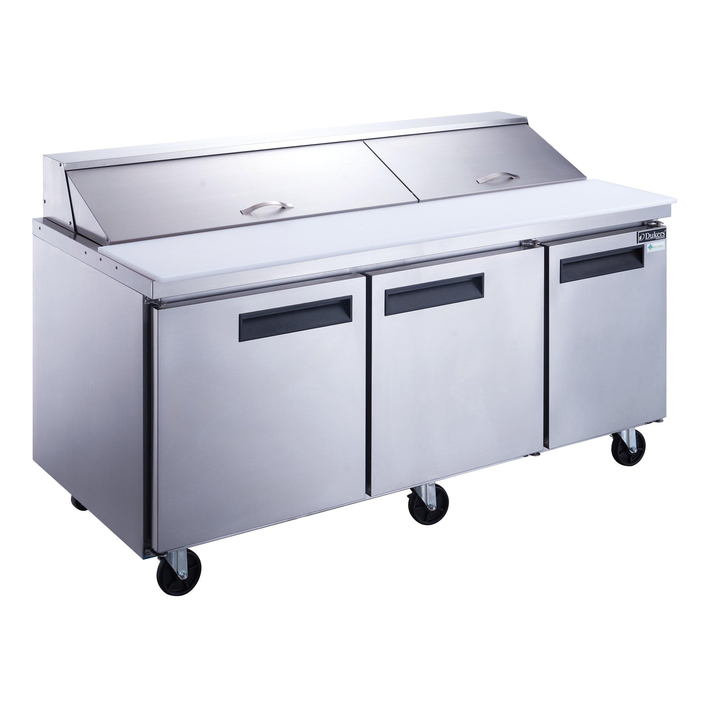 Dukers - DSP72-18-S3 72" 3-Door Commercial Food Prep Table Refrigerator in Stainless Steel