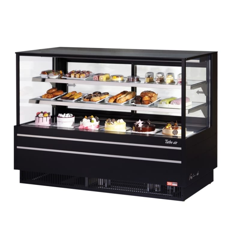 Turbo Air TCGB-72UF-W(B)-N 72 1/2" Full Service Deli Case w/ Straight Glass - (3) Levels, 115v, Black