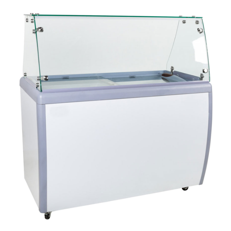 50-inch Ice Cream Dipping Freezer with Flat Sneeze Guard