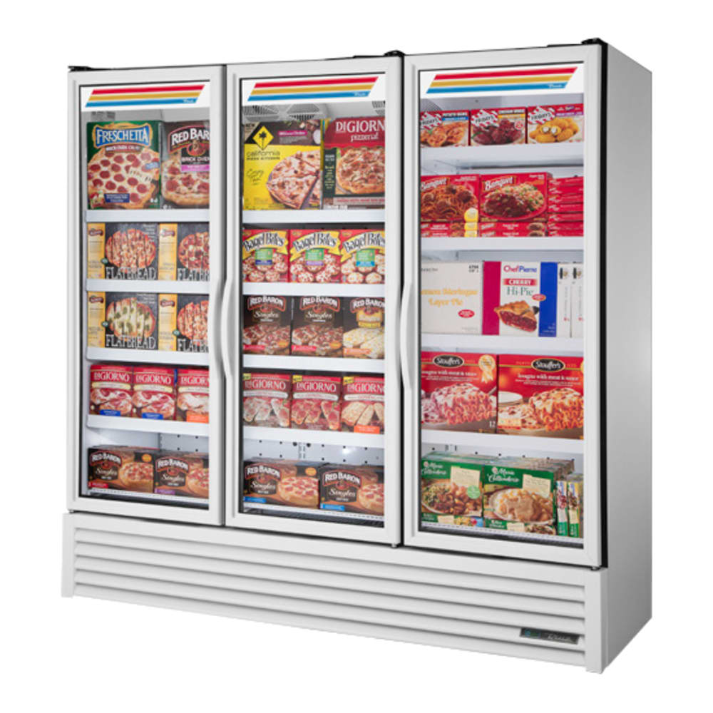 True FLM-81F~TSL01 80 3/4" Three Section Display Freezer w/ Swing Doors - Bottom Mount Compressor, White, 115v