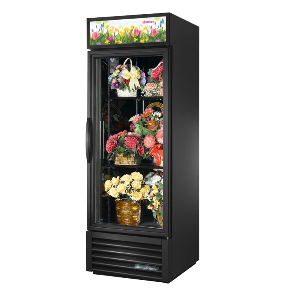 True GDM-23FC-HC~TSL01 1 Section Floral Cooler w/ Swinging Door - Black, 115v