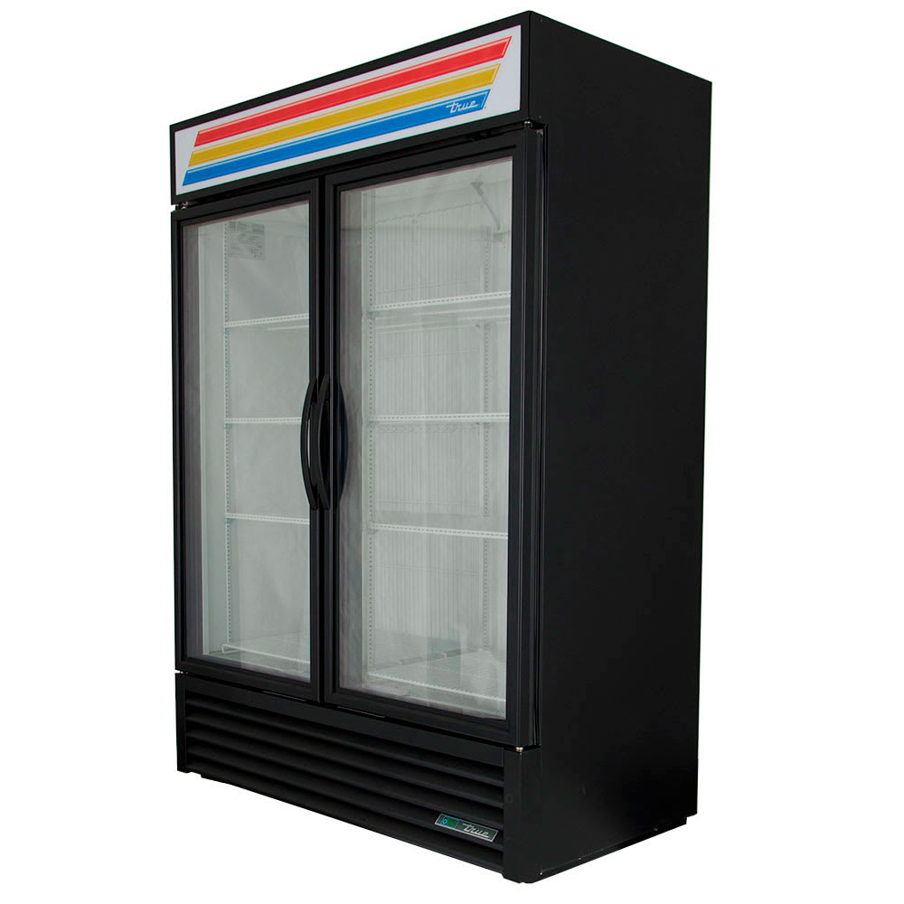 True GDM-49F-HC~TSL01 54 1/8" Two Section Display Freezer w/ Swing Doors - Bottom Mount Compressor, Black, 115/208230v/1ph
