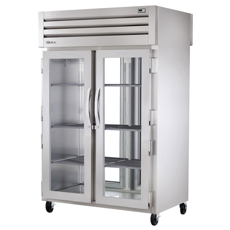 True STA2RPT-2G-2G-HC 52 3/5" Two Section Pass Thru Refrigerator, (2) Left/Right Hinge Glass Doors, 115v