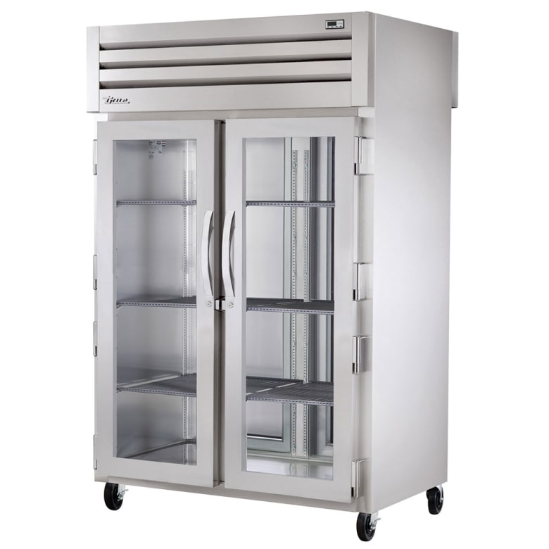 True STA2RPT-2G-2S-HC 52 3/5" Two Section Pass Thru Refrigerator, (2) Left/Right Hinge Glass Doors, 115v