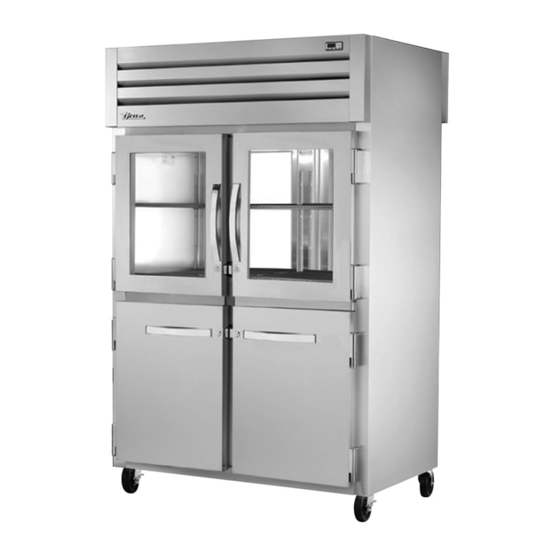 True STA2RPT-2HG/2HS-2G-HC 52 3/5" Two Section Pass Thru Refrigerator, (2) Glass Doors, (2) Solid Doors, Left/Right Hinge, 115v