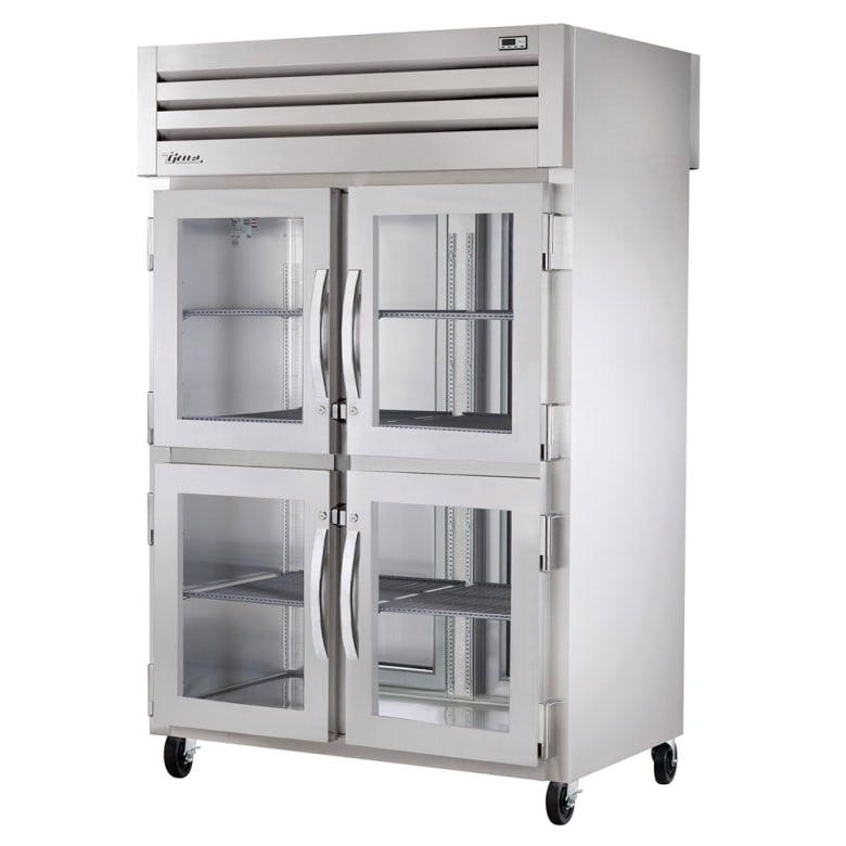 True STA2RPT-4HG-2S-HC 52 3/5" Two Section Pass Thru Refrigerator, (4) Left/Right Hinge Glass Doors, 115v