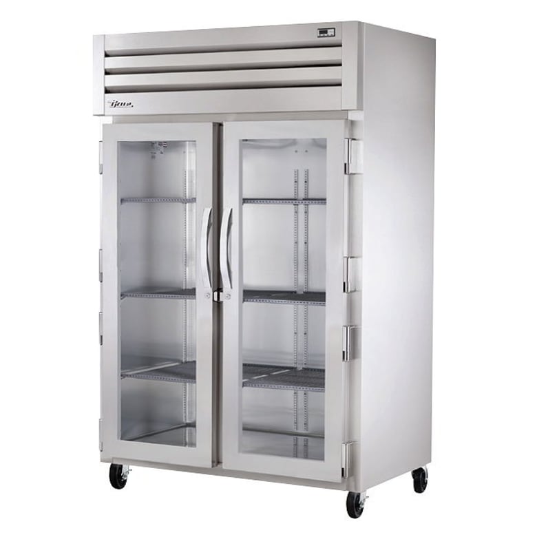 True STG2R-2G-HC 52 3/5" Two Section Reach In Refrigerator, (2) Left/Right Hinge Glass Doors, 115v
