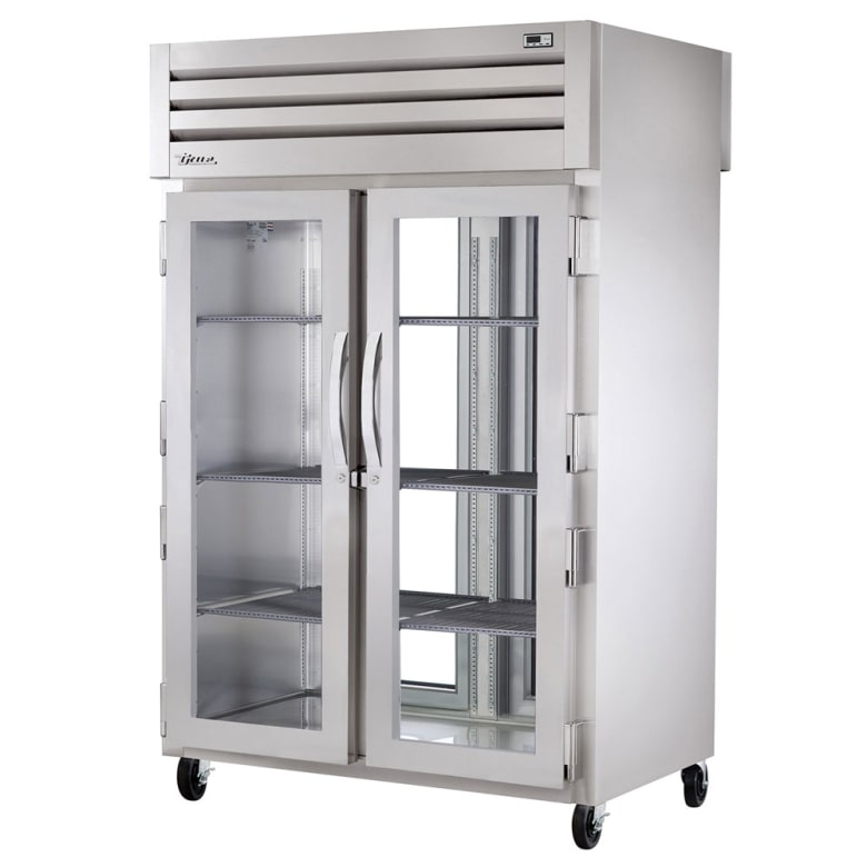 True STG2RPT-2G-2G-HC 52 3/5" Two Section Pass Thru Refrigerator, (2) Left/Right Hinge Glass Doors, 115v