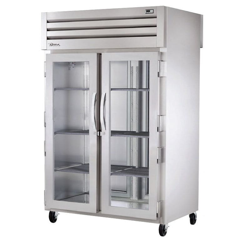 True STG2RPT-2G-2S-HC 52 3/5" Two Section Pass Thru Refrigerator, (2) Left/Right Hinge Glass Doors, 115v