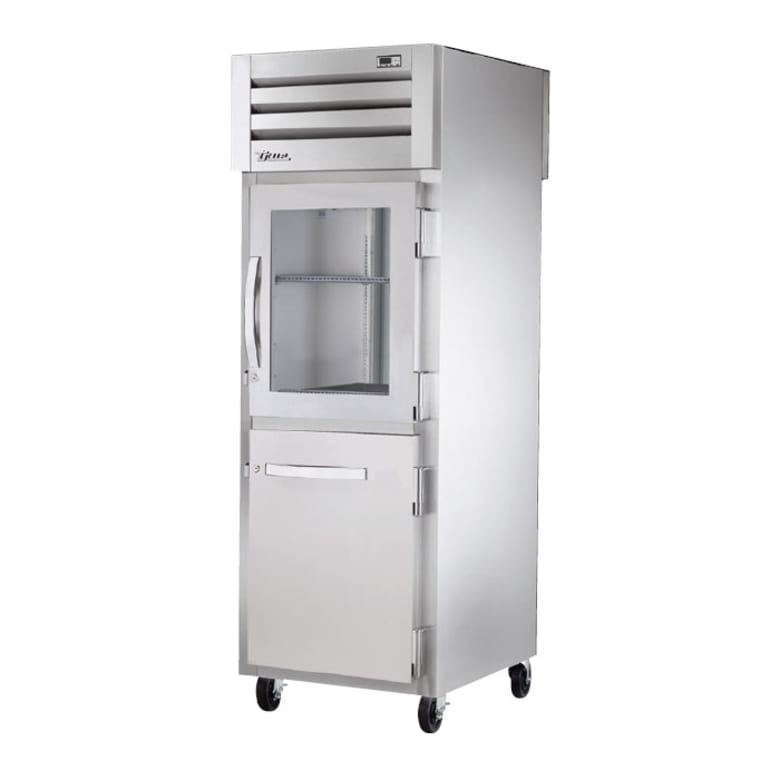 True STR1RPT-1HG/1HS-1S-HC 27 1/4" One Section Pass Thru Refrigerator, (1) Glass Door, (1) Solid Door, Right Hinge, 115v