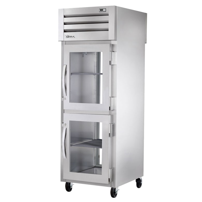 True STR1RPT-2HG-1G-HC 27 1/2" One Section Pass Thru Refrigerator, (2) Right Hinge Glass Doors, 115v