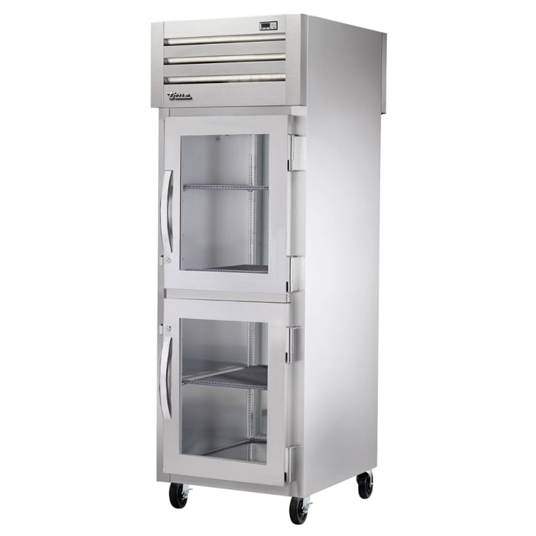 True STR1RPT-2HG-1S-HC 27 1/2" One Section Pass Thru Refrigerator, (2) Right Hinge Glass Doors, 115v