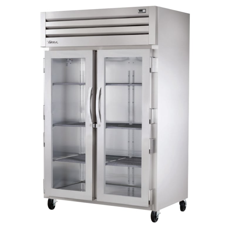 True STR2R-2G-HC 52 3/5" Two Section Reach In Refrigerator, (2) Left/Right Hinge Glass Doors, 115v