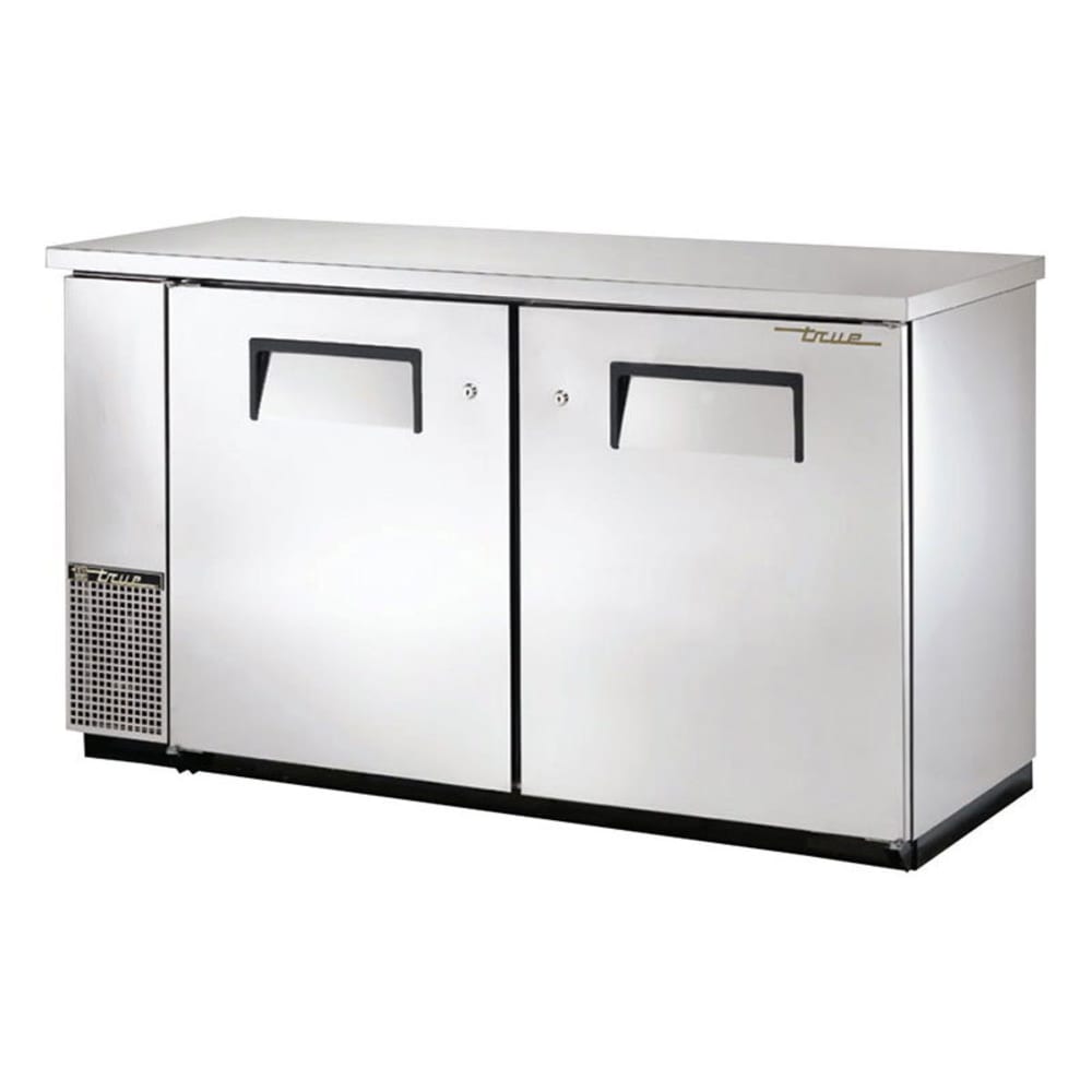 True TBB-24-60-S-HC 61 1/8" Bar Refrigerator - 2 Swinging Solid Doors, Stainless, 115v