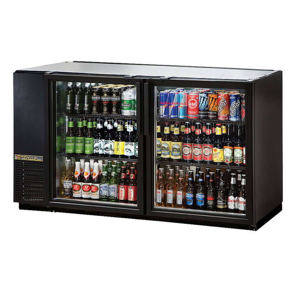 True TBB-24GAL-48G-HC-LD, Commercial 48" Bar Refrigerator - 2 Swinging Glass Doors, Black, 115v