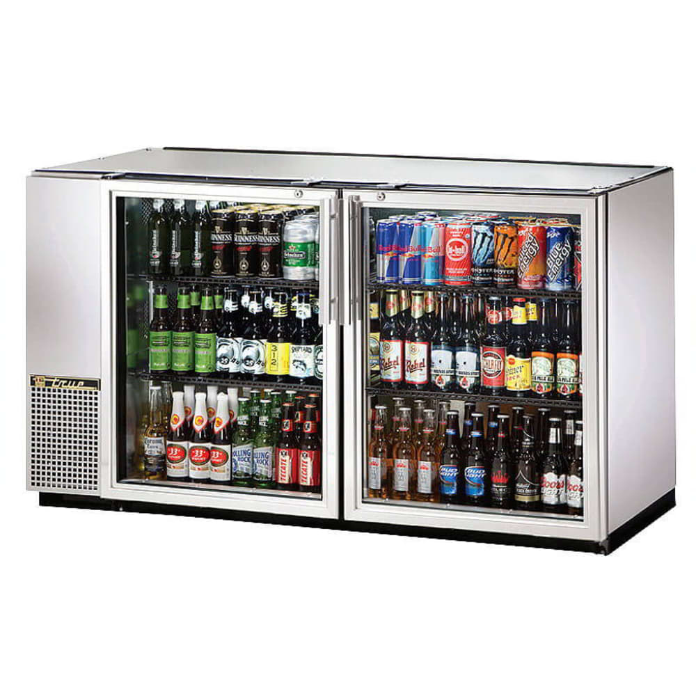 True TBB-24GAL-60G-S-HC-LD, Commercial 60" Bar Refrigerator - 2 Swinging Glass Doors, Stainless, 115v