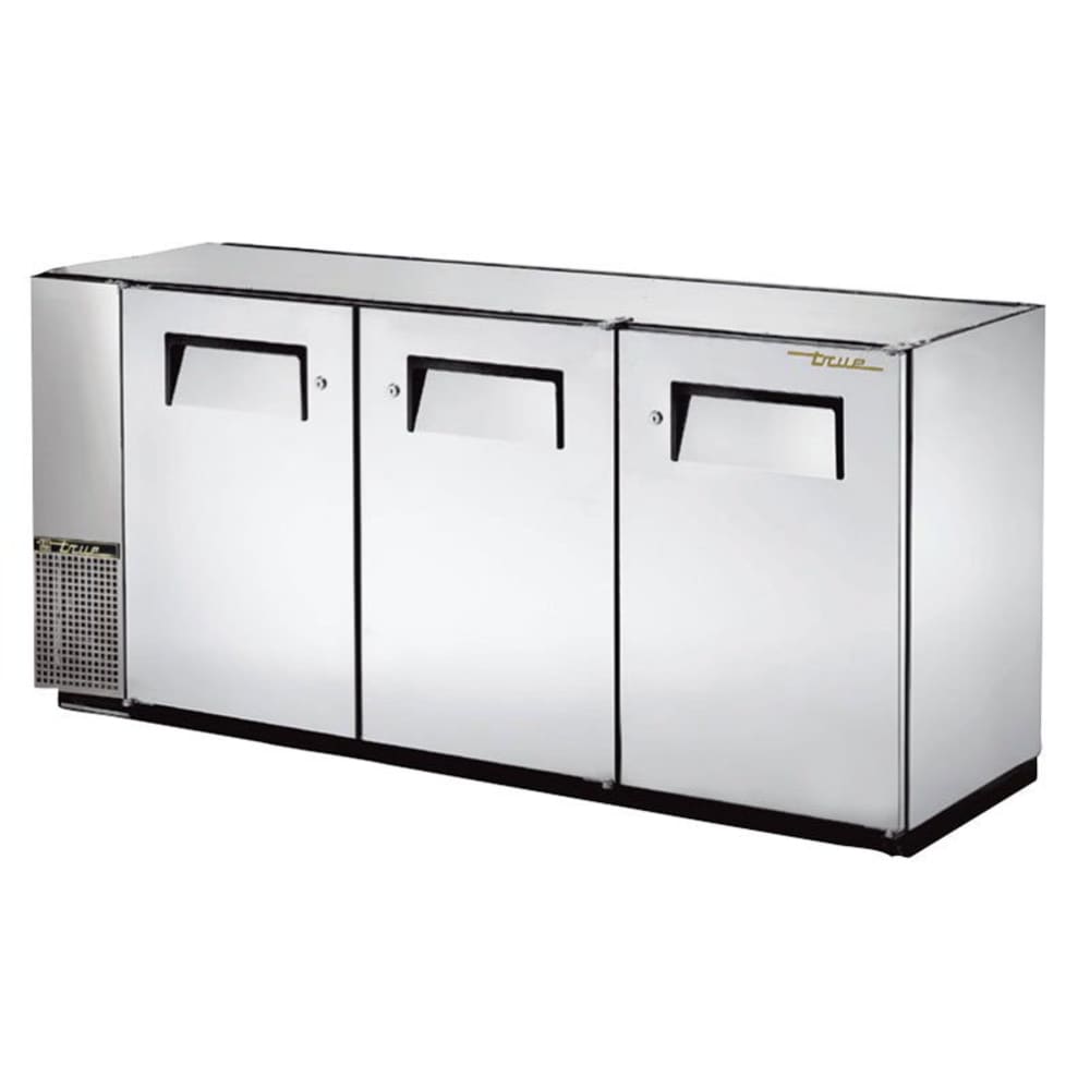 True TBB-24GAL-72-S-HC, Commercial 71-7/8" Bar Refrigerator - 3 Swinging Solid Doors, Stainless, 115v