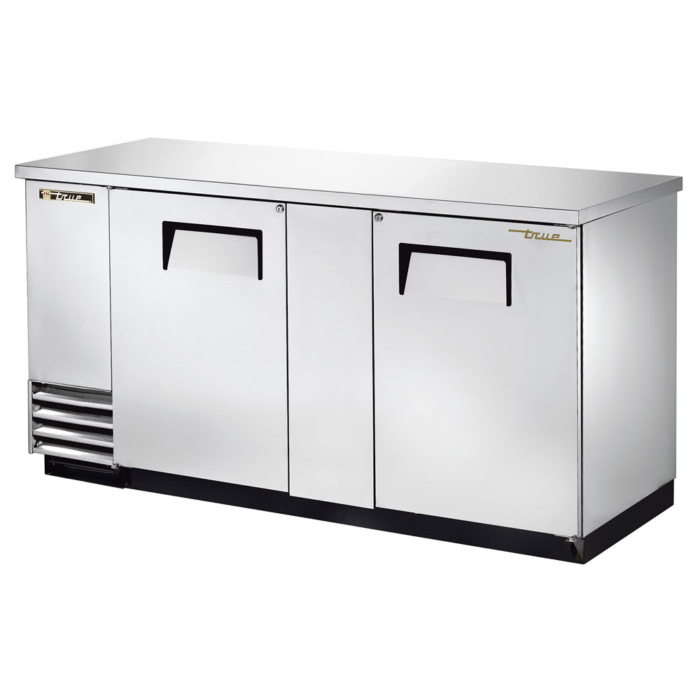 True TBB-3-S-HC, Commercial 69" Bar Refrigerator - 2 Swinging Solid Doors, Stainless, 115v