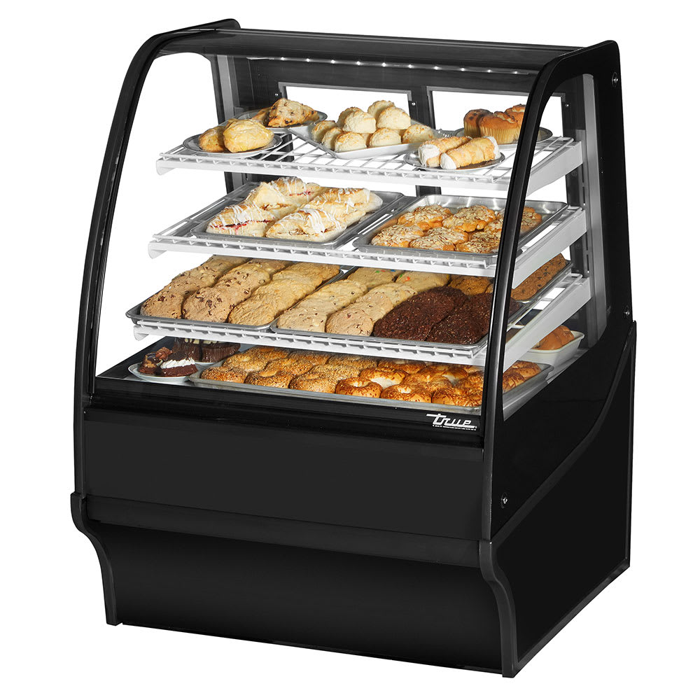True TDM-DC-36-GE/GE-B-W 36 1/4" Full Service Dry Bakery Case w/ Curved Glass - (4) Levels, 115v