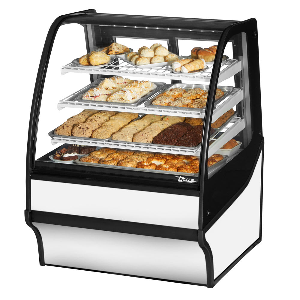 True TDM-DC-36-GE/GE-W-W 36 1/4" Full Service Dry Bakery Case w/ Curved Glass - (4) Levels, 115v