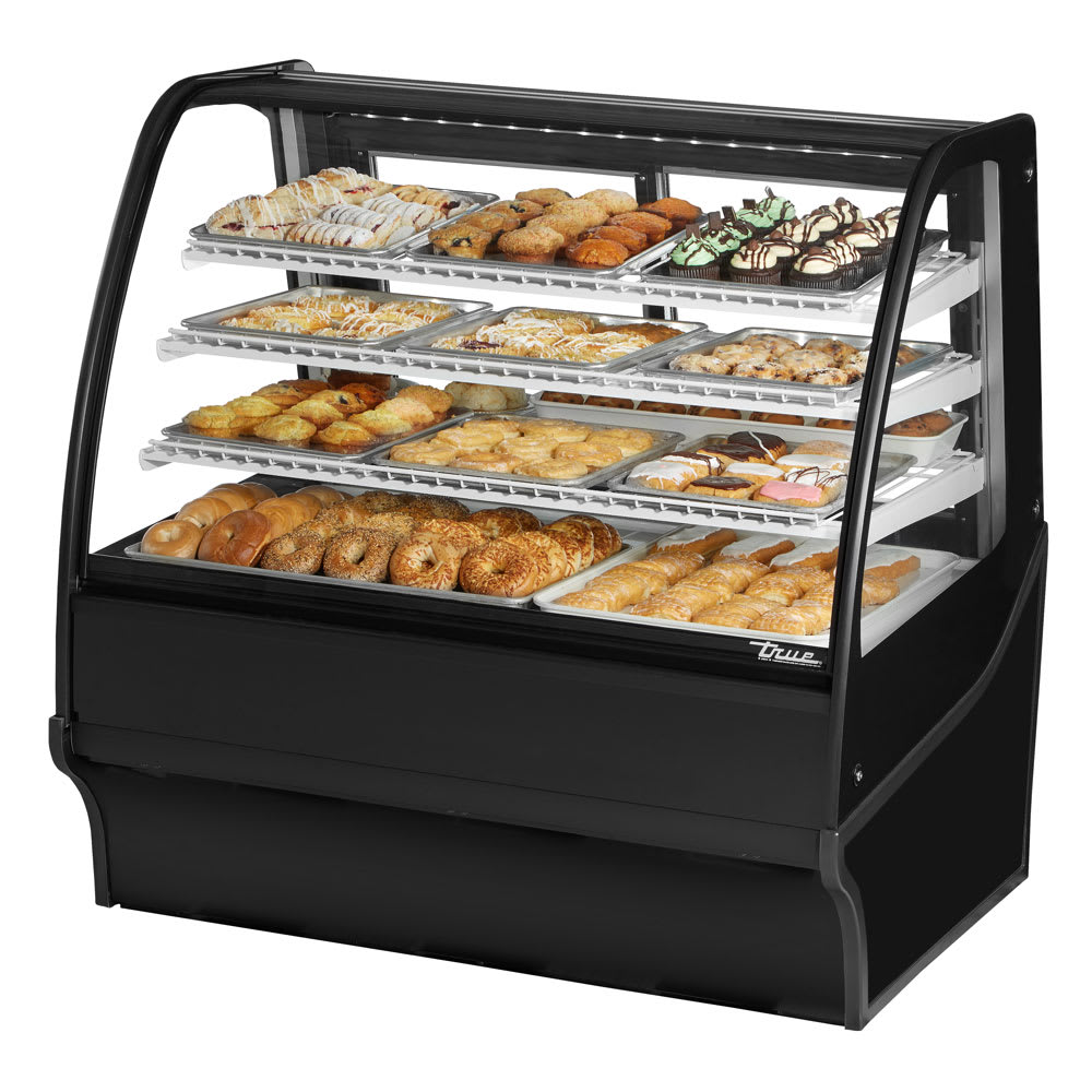 True TDM-DC-48-GE/GE-B-W 48 1/4" Full Service Dry Bakery Case w/ Curved Glass - (4) Levels, 115v