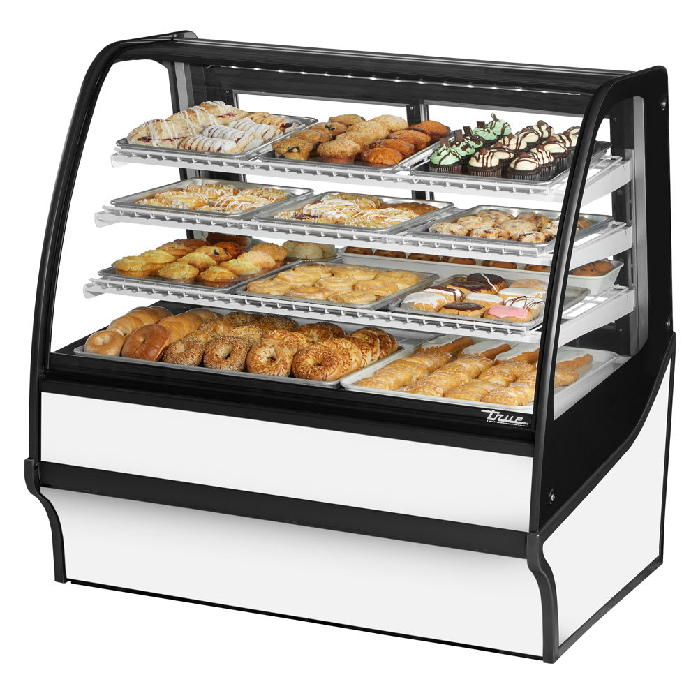 True TDM-DC-48-GE/GE-W-W 48 1/4" Full Service Dry Bakery Case w/ Curved Glass - (4) Levels, 115v