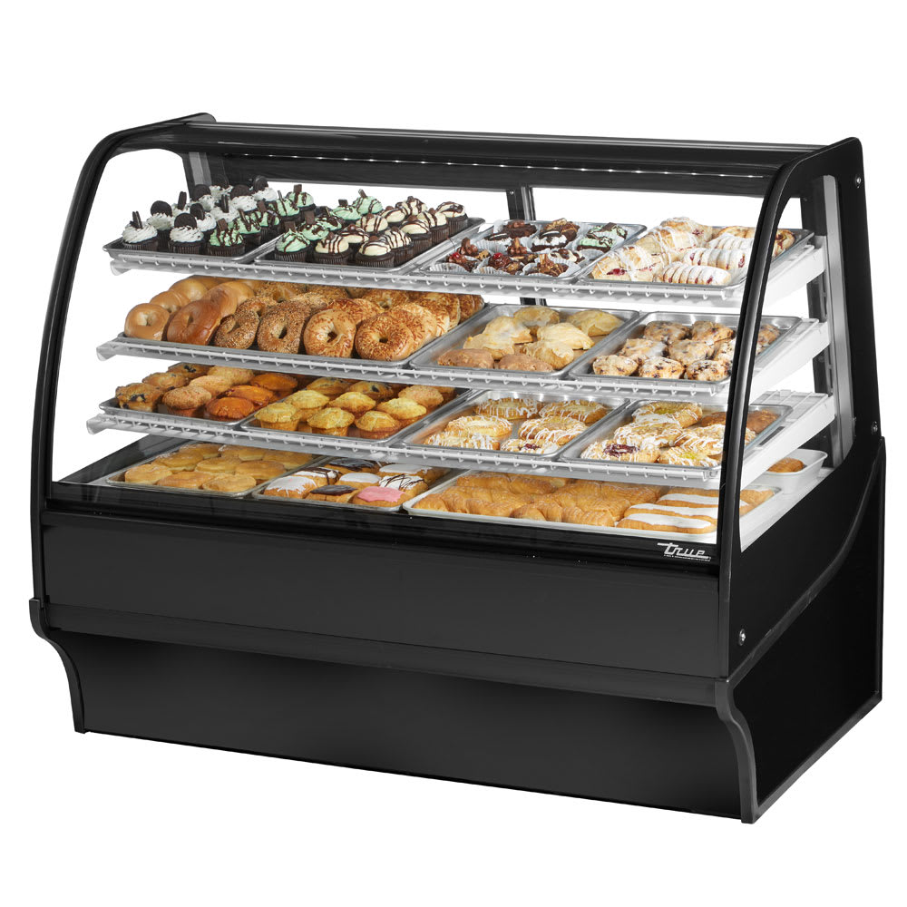 True TDM-DC-59-GE/GE-B-W 59 1/4" Full Service Dry Bakery Case w/ Curved Glass - (4) Levels, 115v