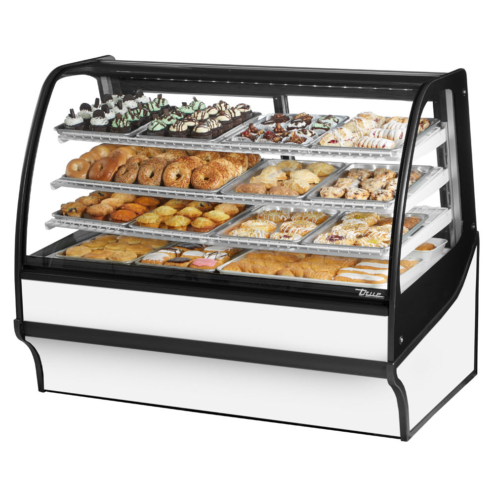 True TDM-DC-59-GE/GE-W-W 59 1/4" Full Service Dry Bakery Case w/ Curved Glass - (4) Levels, 115v