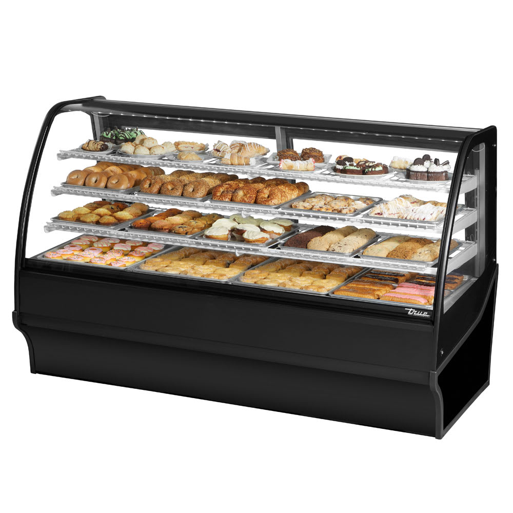 True TDM-DC-77-GE/GE-B-W 77 1/4" Full Service Dry Bakery Case w/ Curved Glass - (4) Levels, 115v