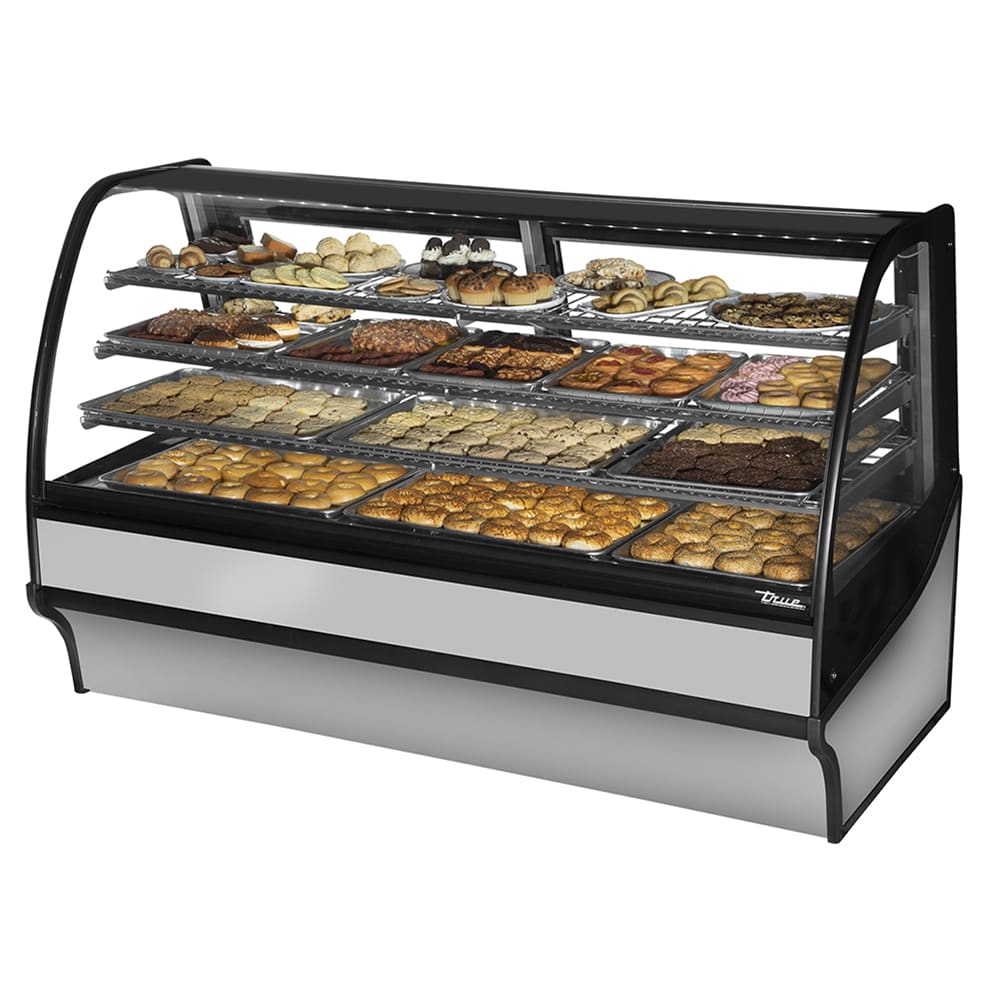 True TDM-DC-77-GE/GE-S-S 77 1/4" Full Service Dry Bakery Case w/ Curved Glass - (4) Levels, 115v