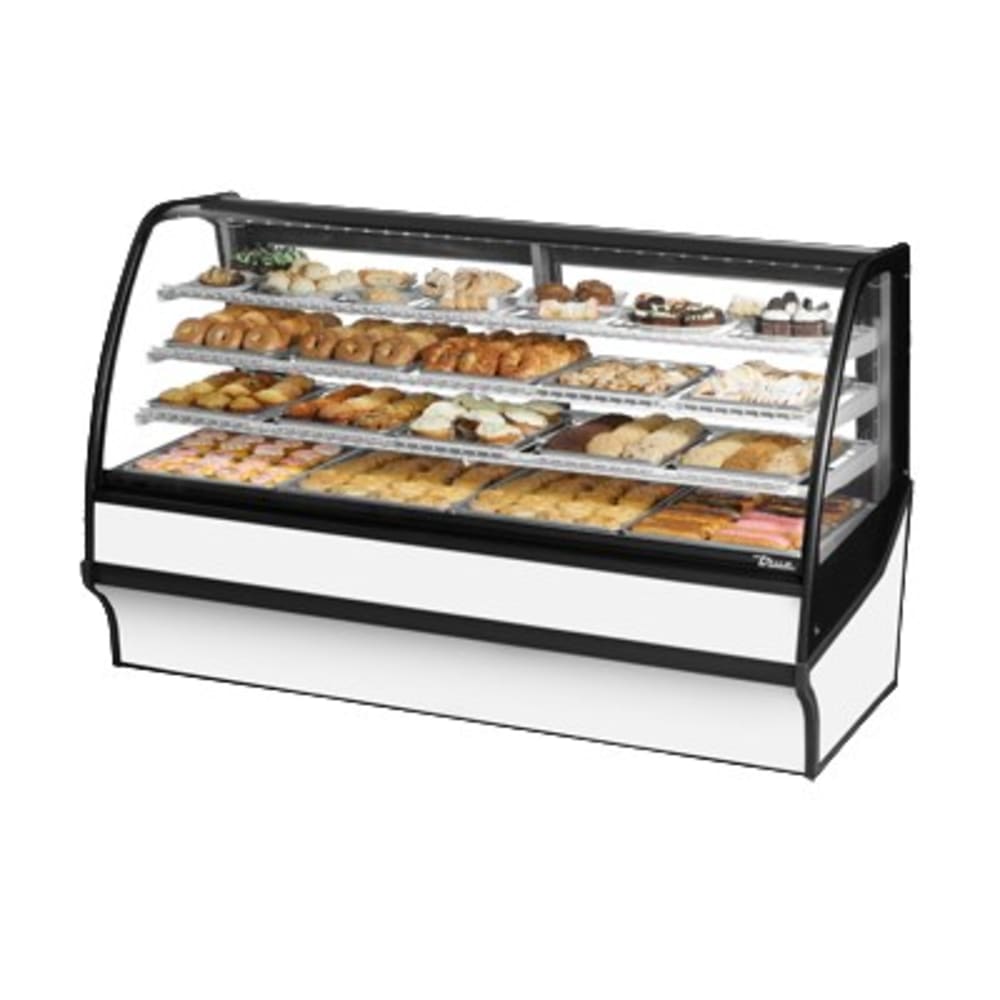 True TDM-DC-77-GE/GE-S-W 77 1/4" Full Service Dry Bakery Case w/ Curved Glass - (4) Levels, 115v