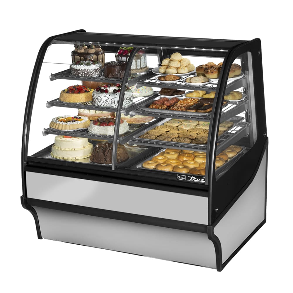 True TDM-DZ-48-GE/GE-S-S 48 1/4" Full Service Dual Zone Bakery Case w/ Curved Glass - (4) Levels, 115v
