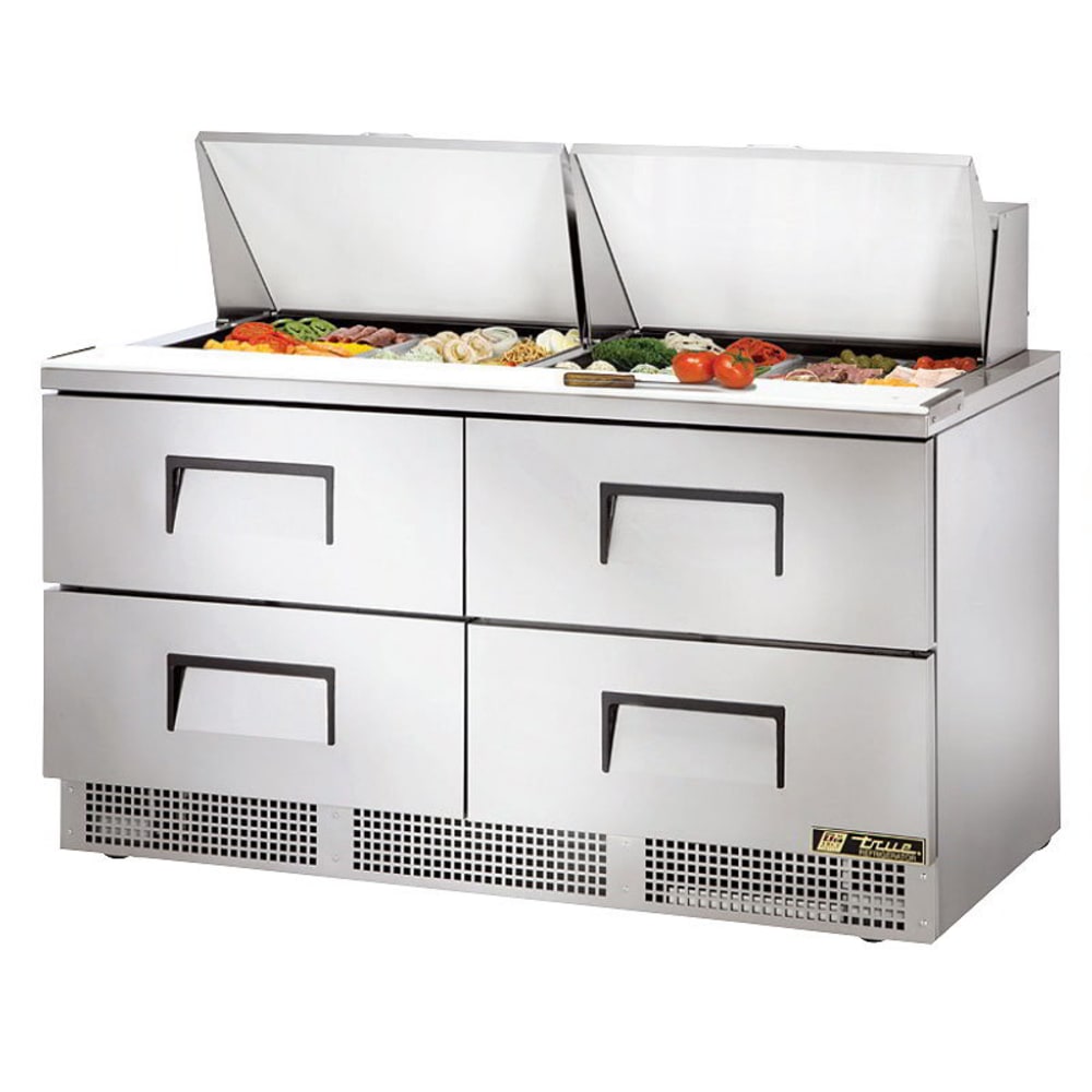 True TFP-64-24M-D-4, Commercial 64" Sandwich/Salad Prep Table w/ Refrigerated Base, 115v