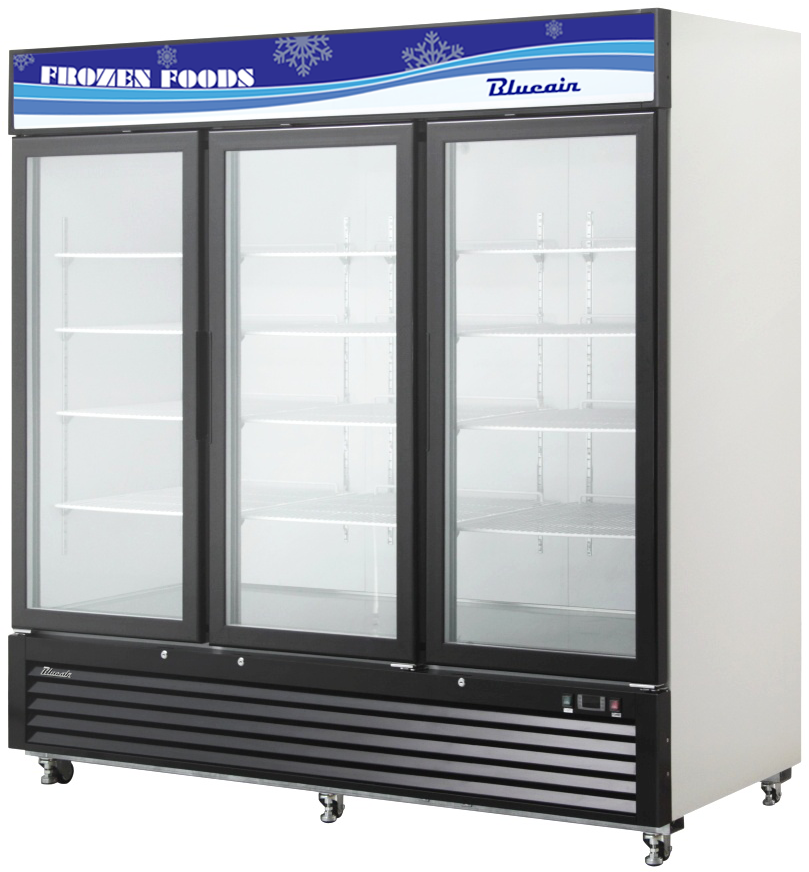Blue Air - BKGF72-HC, 72 CuFt. 3 Glass Doors Freezer (Swing), R-404 Refrigerant